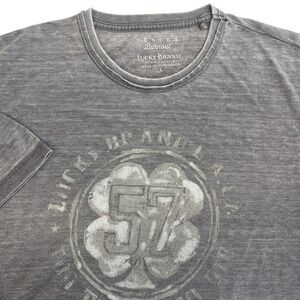 Lucky‎ Brand Shirt Mens Large Gray Venice Burnout 57 Clover Graphic T Shirt